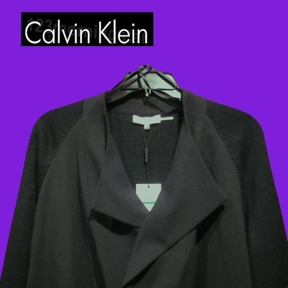 Calvin Klein NEW Wool Blend Zip-pockets Open-front Sweater-coat Jacket XL - Picture 2 of 11
